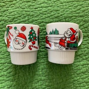 Christmas mugs set of two 1970s holiday angel xmas